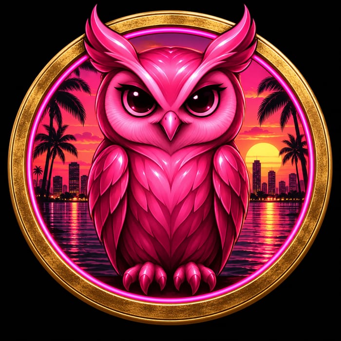 The Owldacity logo: a glossy hot-pink owl with short ear tufts, folded wings, large dark eyes and a small pink beak inside a neon-pink circle.